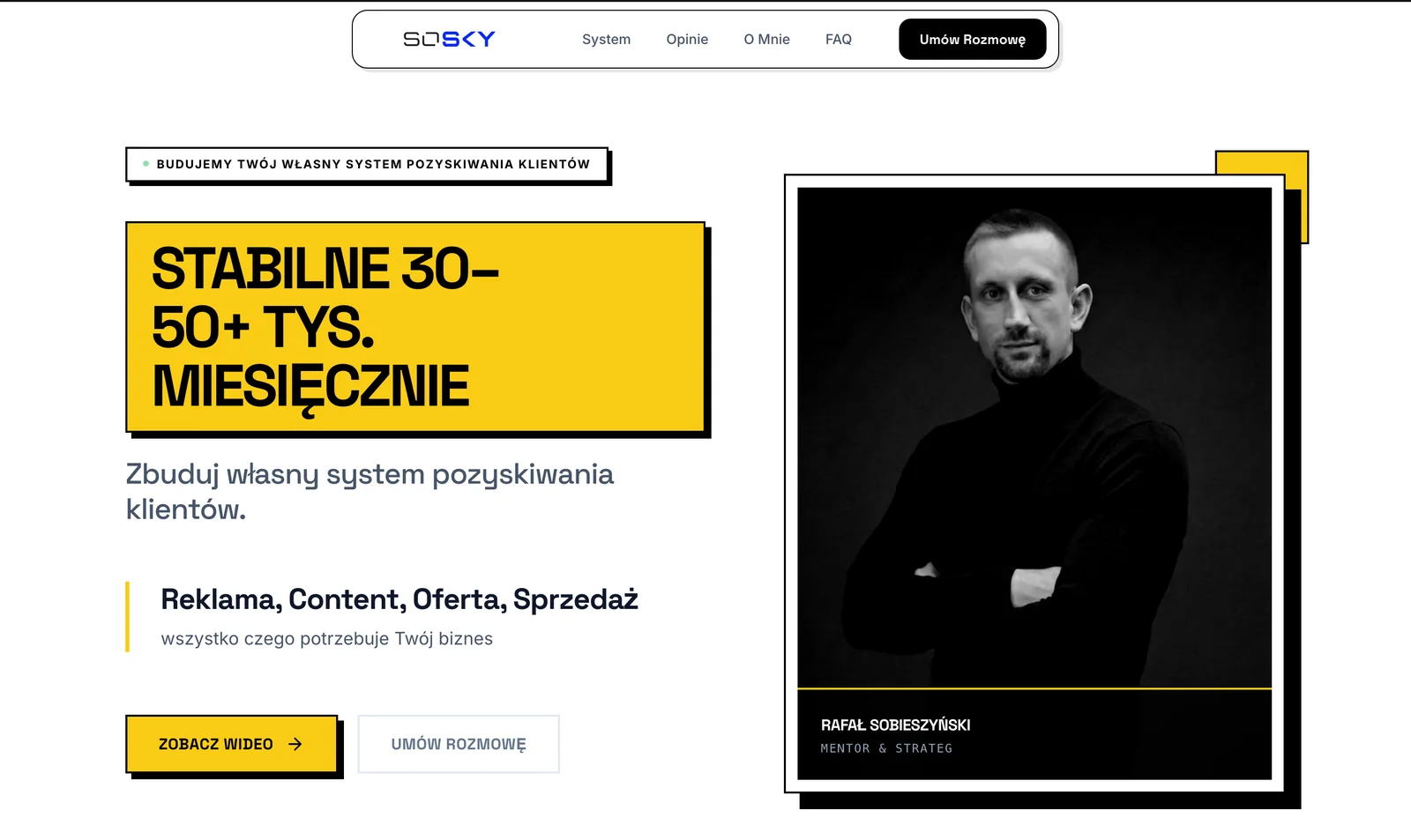 Strona Sosky.pl, system pozyskiwania klientów